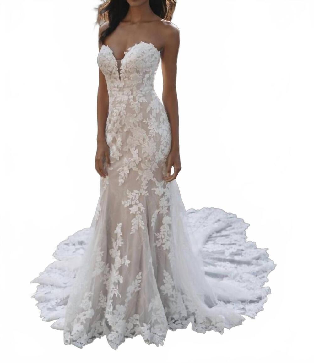 NEW ALLURE BRIDALS sweetheart sheath gown in nude/champagne/ivory/nude